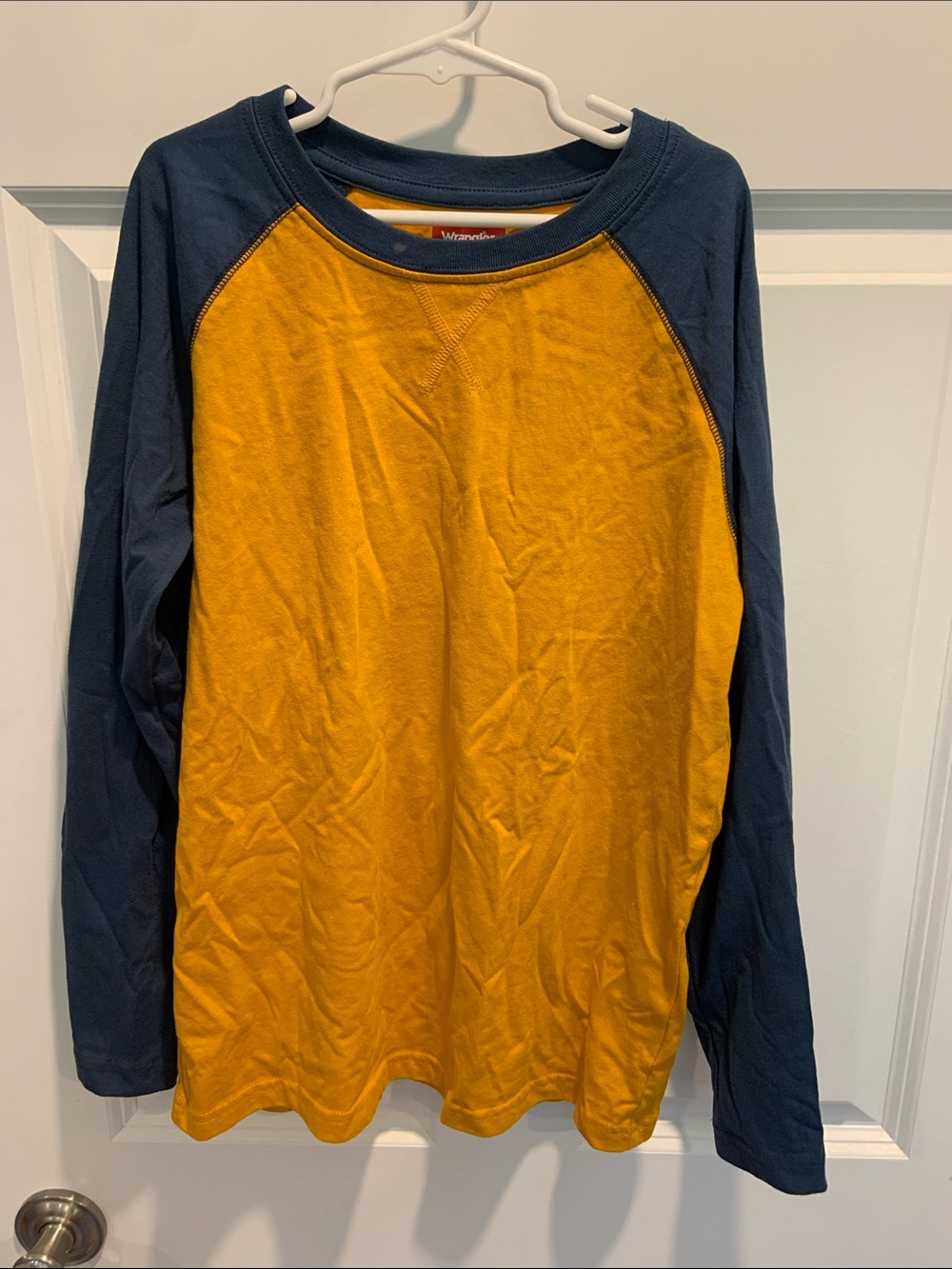 Wrangler Mustard Gold Tee with Navy Trim
